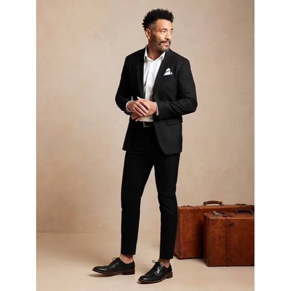 Banana Republic Yachter Suit Trouser Pants Mens 34x36(34) Black Tailored Fit NEW